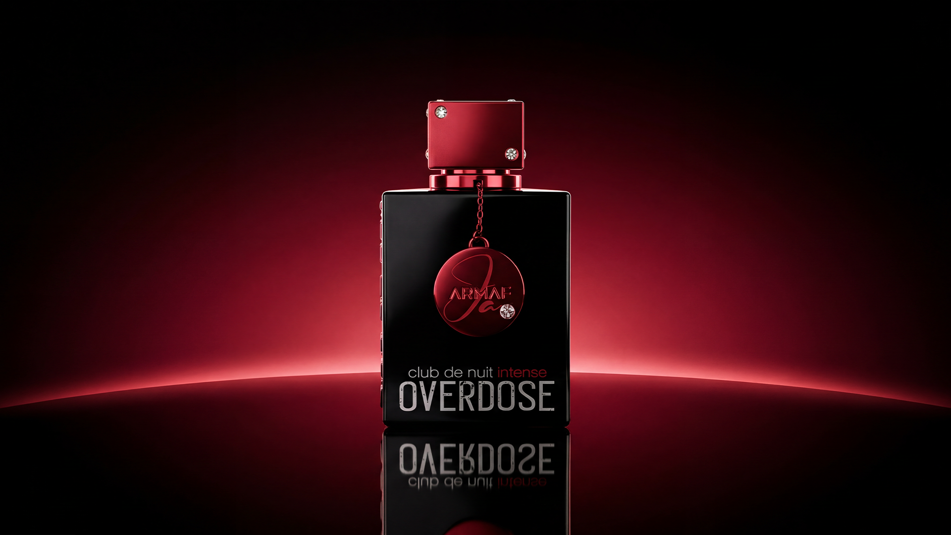 Club de Nuit Intense Overdose bottle on red horizon